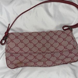 Ralph Lauren red/white with one handle one snap closure one zipper pocket